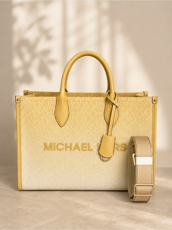 MICHAEL Michael Kors Handbags - Michael Kors Mirella Medium East West Tote Daisy Yellow MK Signature Crossbody